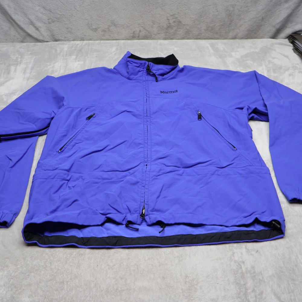 Marmot Jacket Mens Large Blue Full Zip Outdoor Hiking Softshell Wind Rain Parka